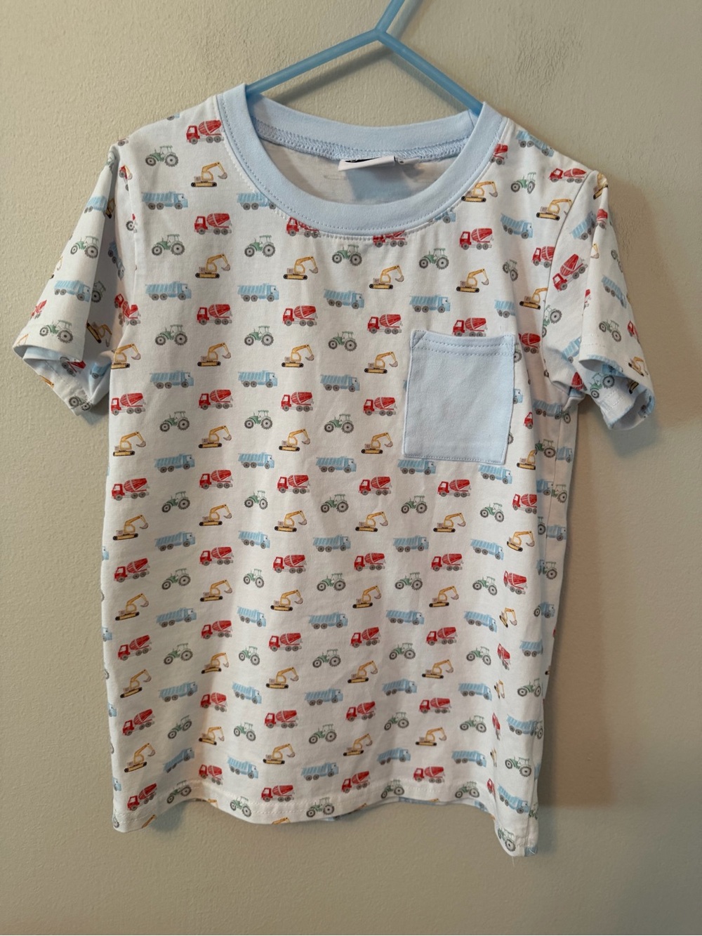 PBJ Light Blue Construction Vehicle Pocket Tee